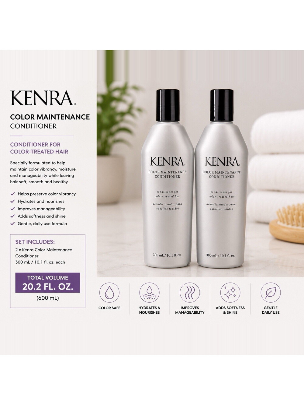 Kenra Color Maintenance Conditioner 10.1 Fl Oz 300ml Set of 2 Color Treated